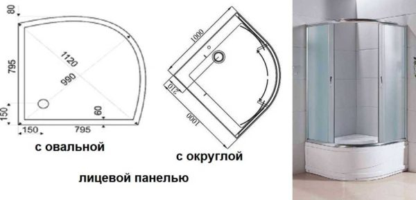 Габариты (размеры) и формы душевых кабин Габариты (размеры) и формы душевых кабин