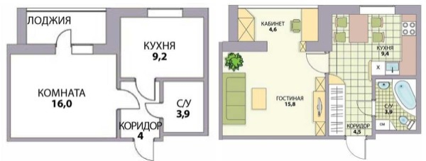 Варианты переделки хрущевок: 1, 2, 3, 4 — х комнатные, фото до и после Варианты переделки хрущевок: 1, 2, 3, 4 — х комнатные, фото до и после