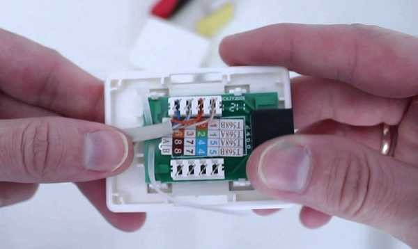 Подключение интернет розетки RJ-45 и обжим коннектора Подключение интернет розетки RJ-45 и обжим коннектора