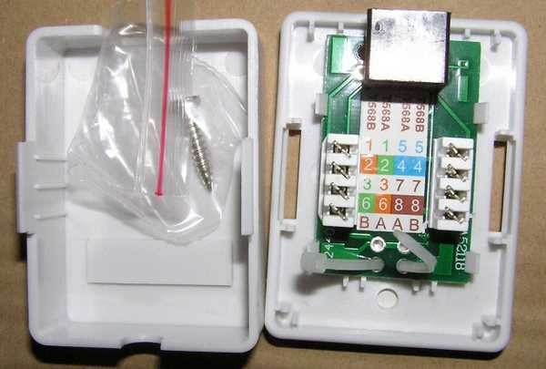 Подключение интернет розетки RJ-45 и обжим коннектора Подключение интернет розетки RJ-45 и обжим коннектора
