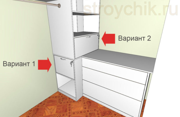 Гардеробная комната площадью 3 кв. метра: эскизы, чертежи с размерами, материалы