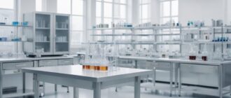 Лабораторные островные столы: конструкция, материалы и области применения